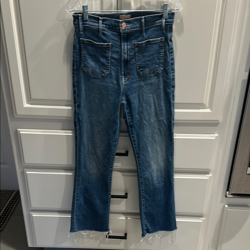 Mother Hustler Patch Pocket Ankle Fray Women's Jeans